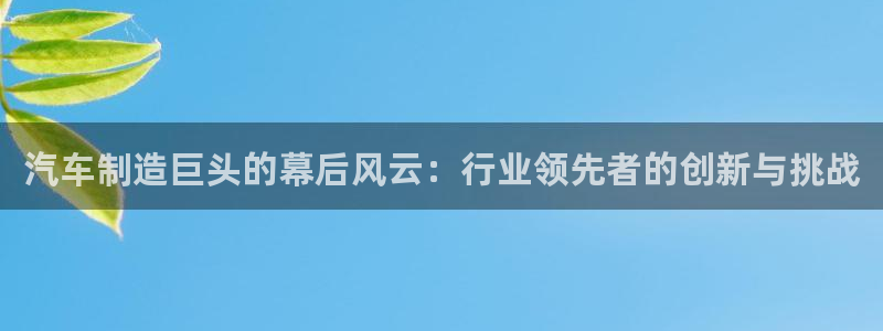 彩神赢钱了吗知乎：汽车制造巨头的幕后风云：行业领先者的创新与挑战