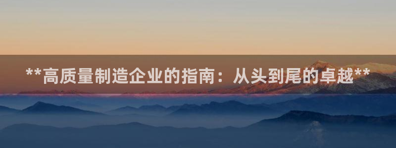 彩神V官网：**高质量制造企业的指南：从头到尾的卓越**