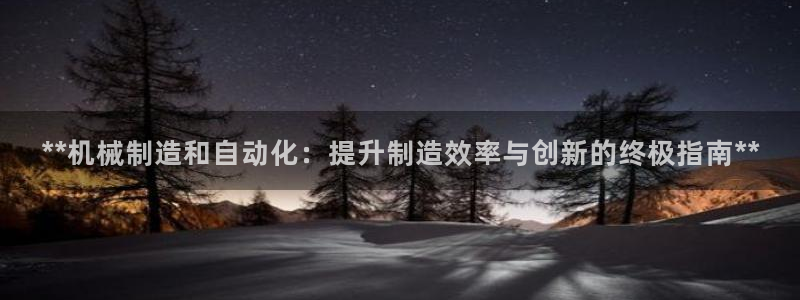 彩神V8有限公司：**机械制造和自动化：提升制造效率与创新的终极指南**